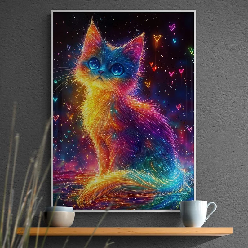 5D Diamond Painting – Funkelnde Katzenmagie