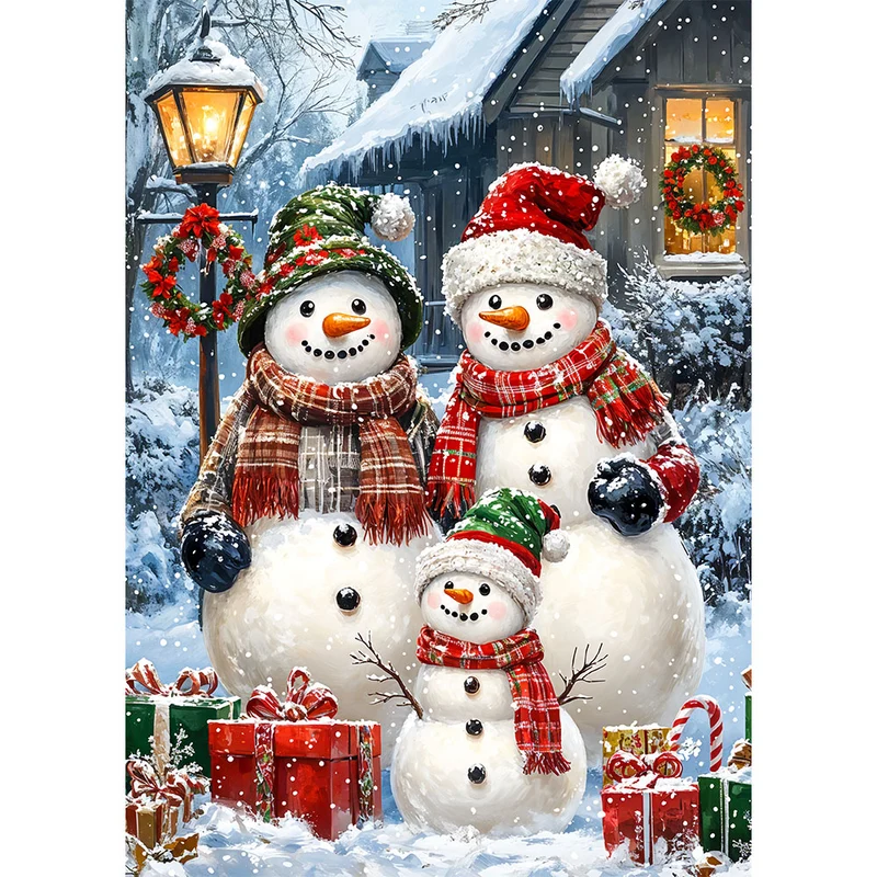 5D Diamond Painting – Die fröhliche Schneemann-Familie