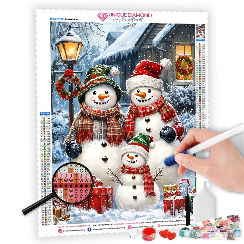 5D Diamond Painting – Die fröhliche Schneemann-Familie