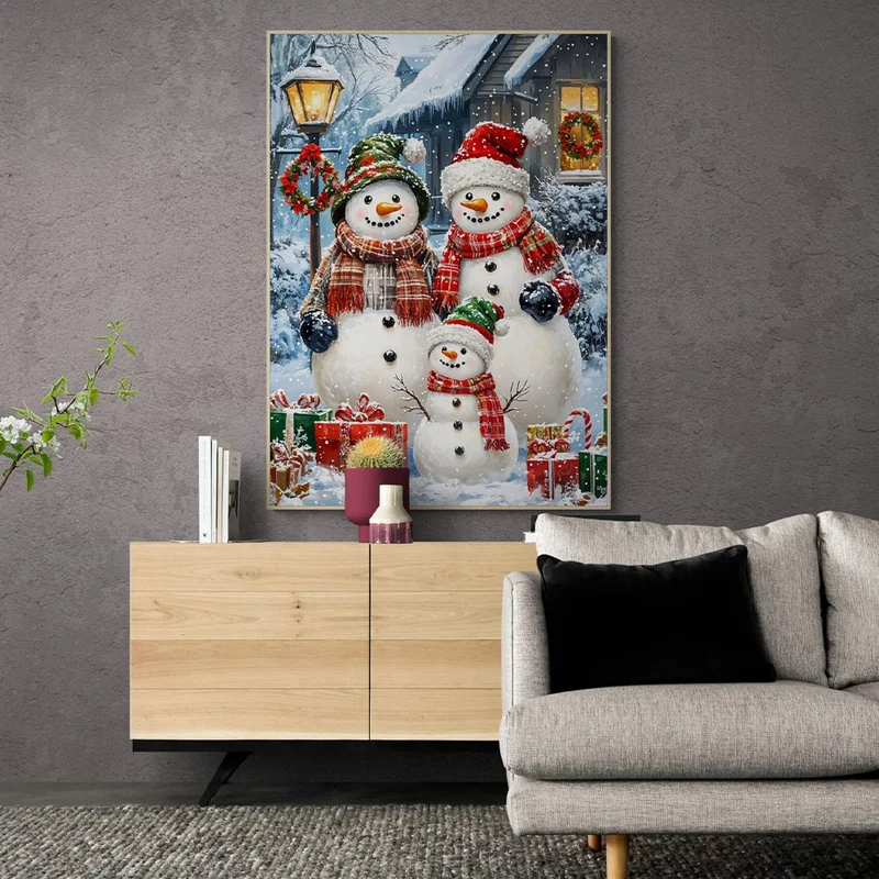 5D Diamond Painting – Die fröhliche Schneemann-Familie