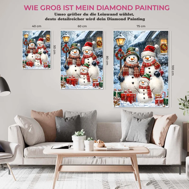 5D Diamond Painting – Die fröhliche Schneemann-Familie