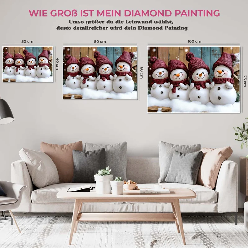 5D Diamond Painting – Die vier fröhlichen Schneemänner