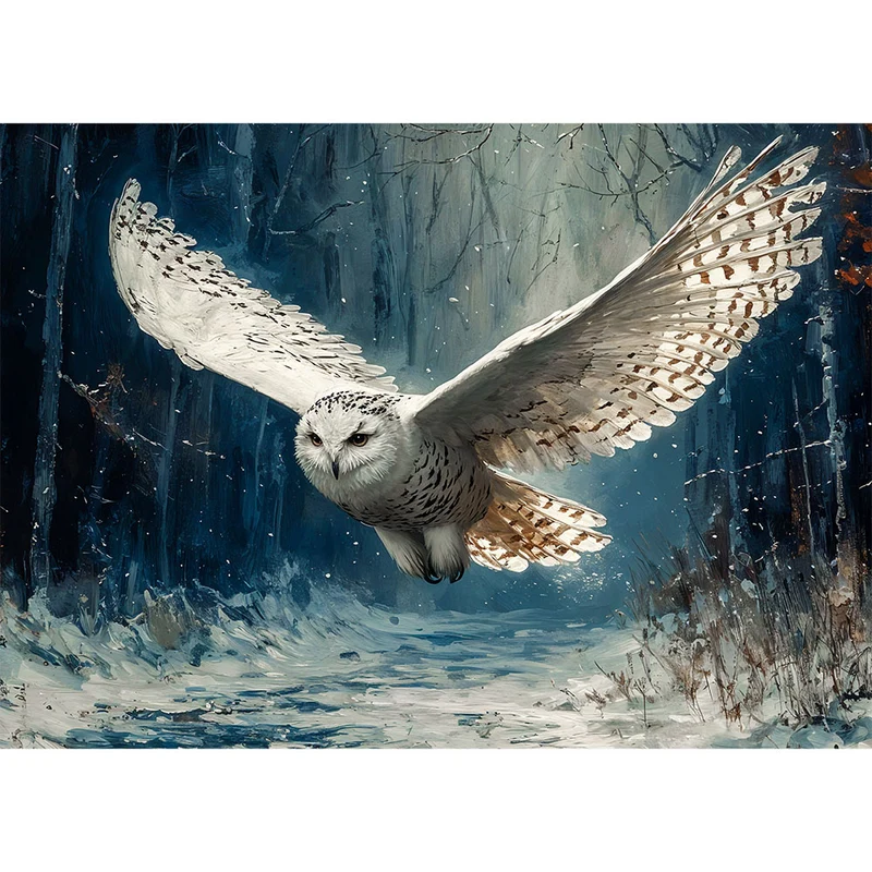5D Diamond Painting – Eule im Winterwald