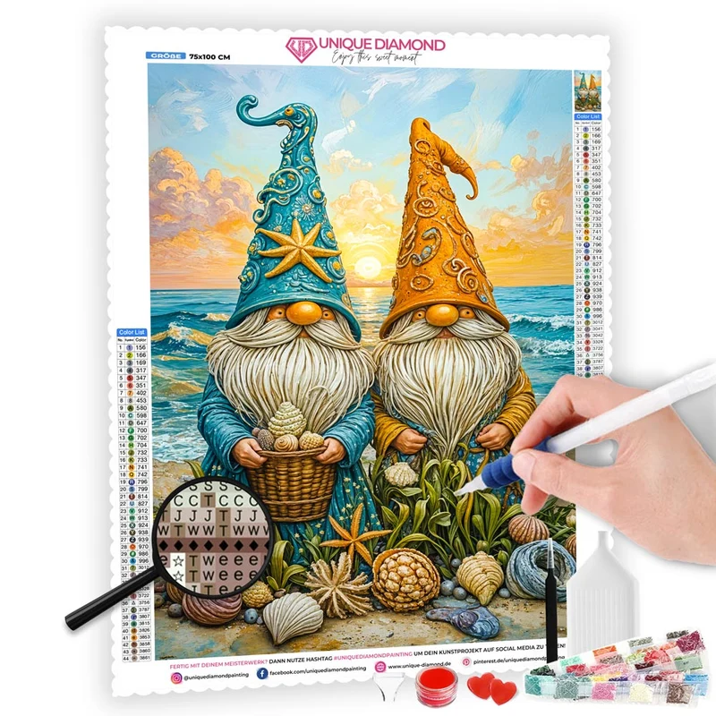 5D Diamond Painting – Strand-Zwerge im Sonnenuntergang