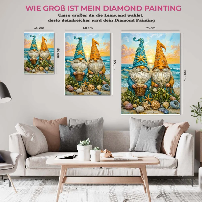 5D Diamond Painting – Strand-Zwerge im Sonnenuntergang