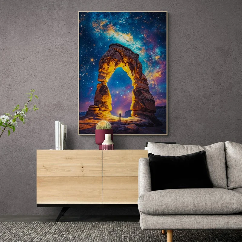 5D Diamond Painting – Magischer Sternenhimmel am Felsbogen