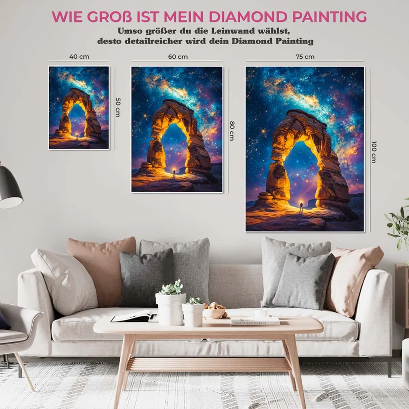 5D Diamond Painting – Magischer Sternenhimmel am Felsbogen