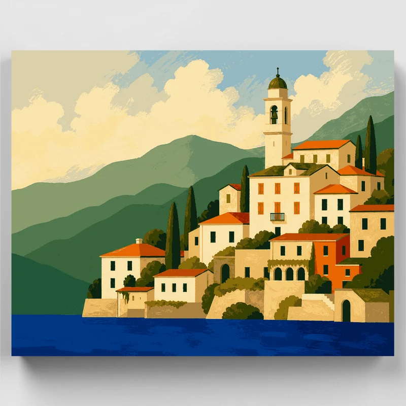 Como Bell Tower Village - Paint by Numbers Kit