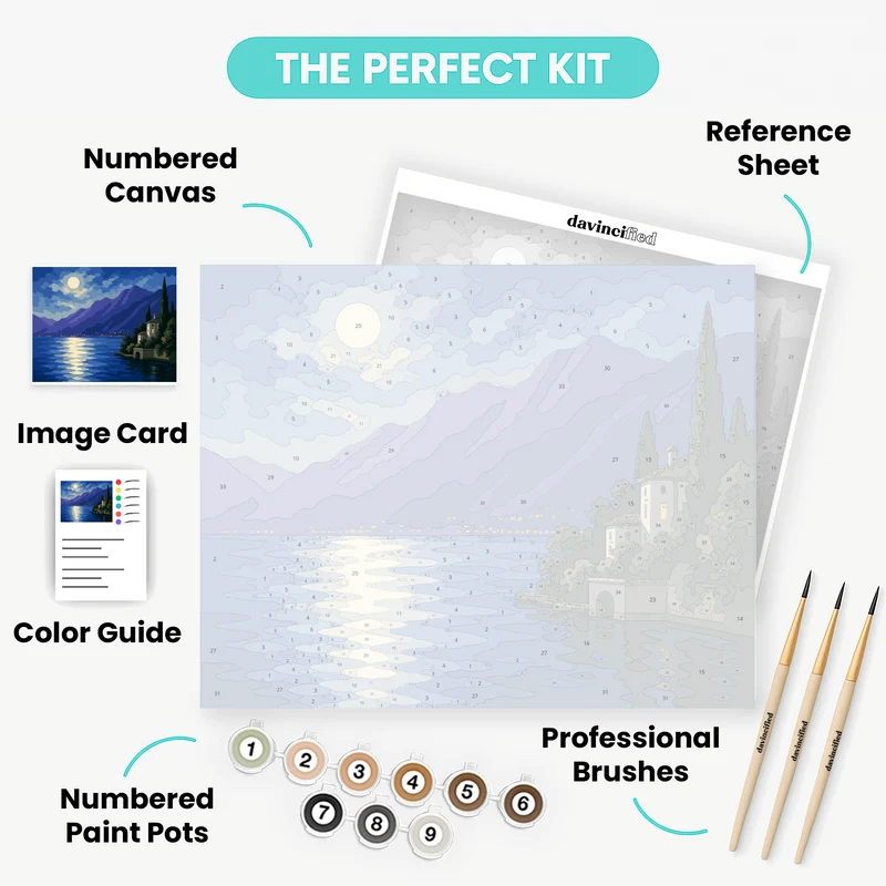Moonlit Lake Como - Paint by Numbers Kit