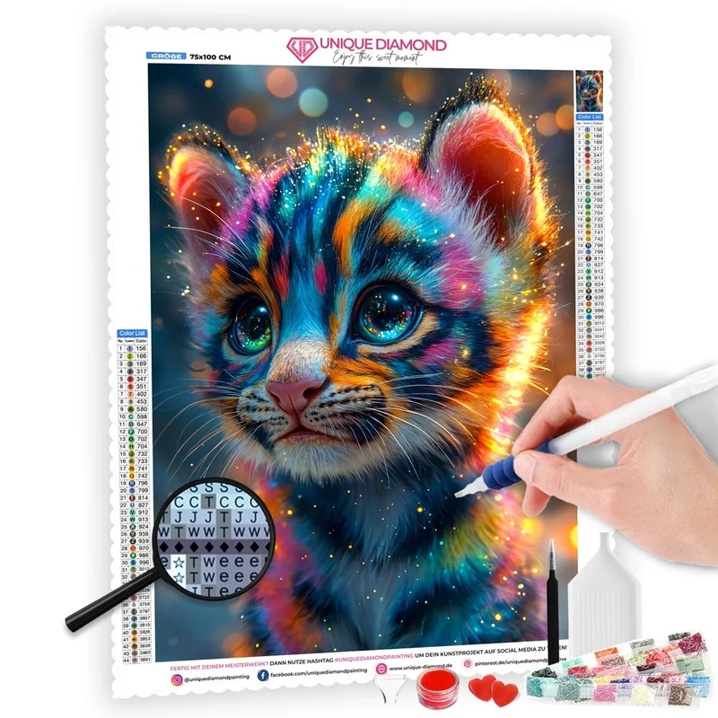 5D Diamond Painting – Regenbogen-Kätzchen