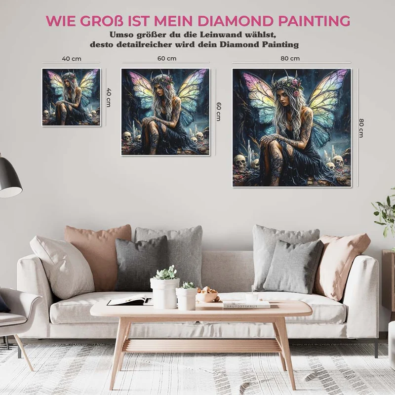 5D Diamond Painting – Schattenfee mit Regenbogenflügeln