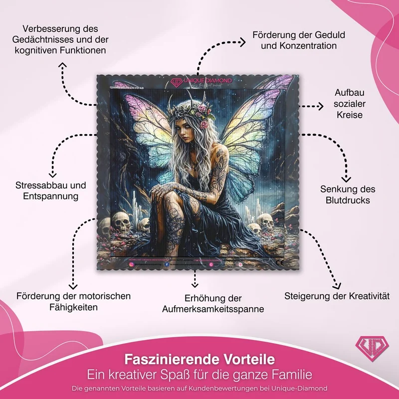 5D Diamond Painting – Schattenfee mit Regenbogenflügeln