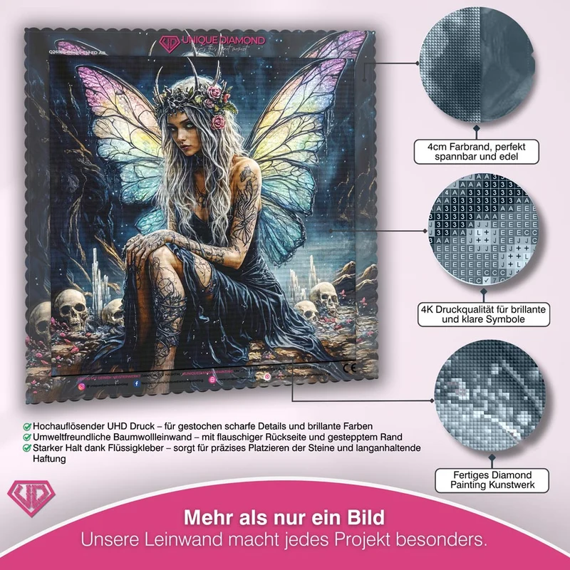 5D Diamond Painting – Schattenfee mit Regenbogenflügeln