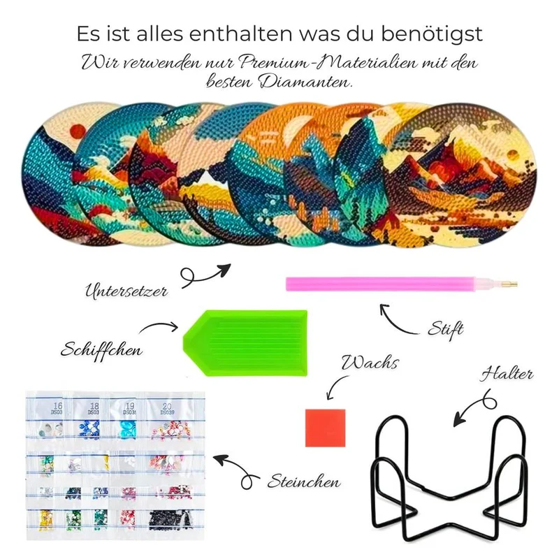 5D Diamond Painting Untersetzer Berglandschaft