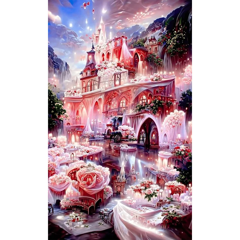 5D Diamond Painting – Rosa Märchenschloss