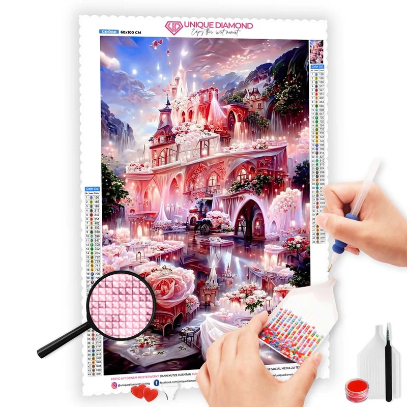 5D Diamond Painting – Rosa Märchenschloss