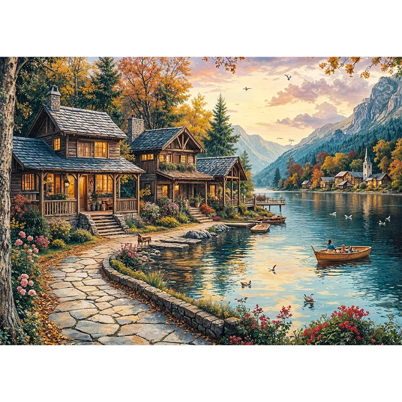 5D Diamond Painting – Idylle am Seeufer