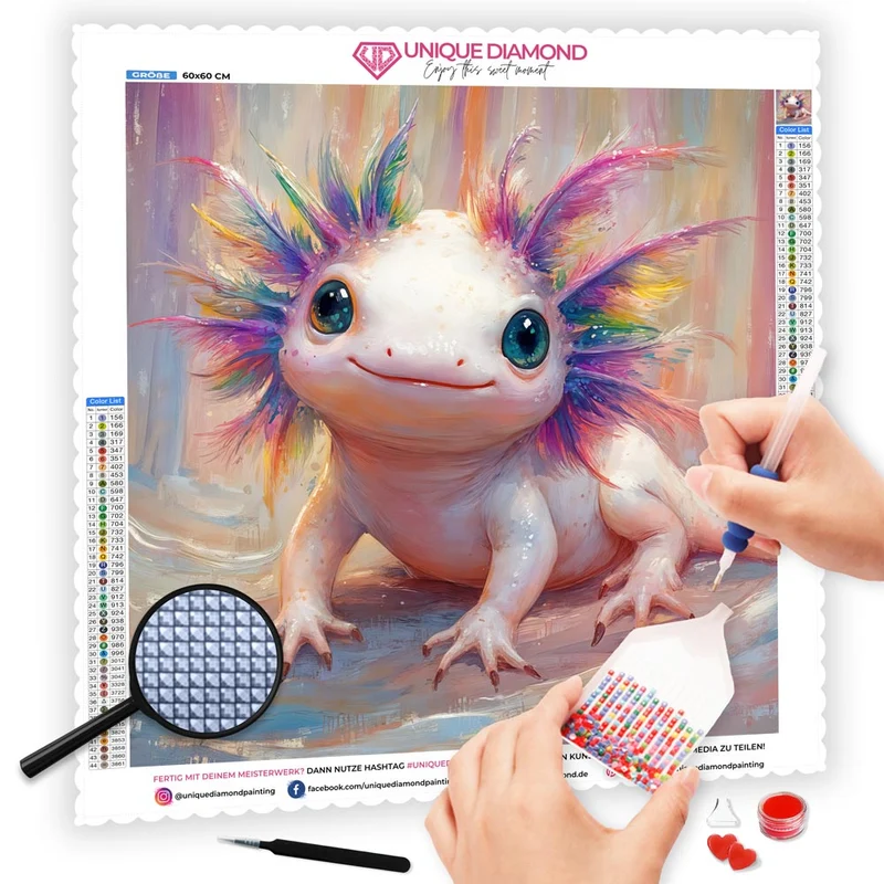 5D Diamond Painting – Regenbogen-Axolotl