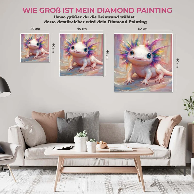 5D Diamond Painting – Regenbogen-Axolotl