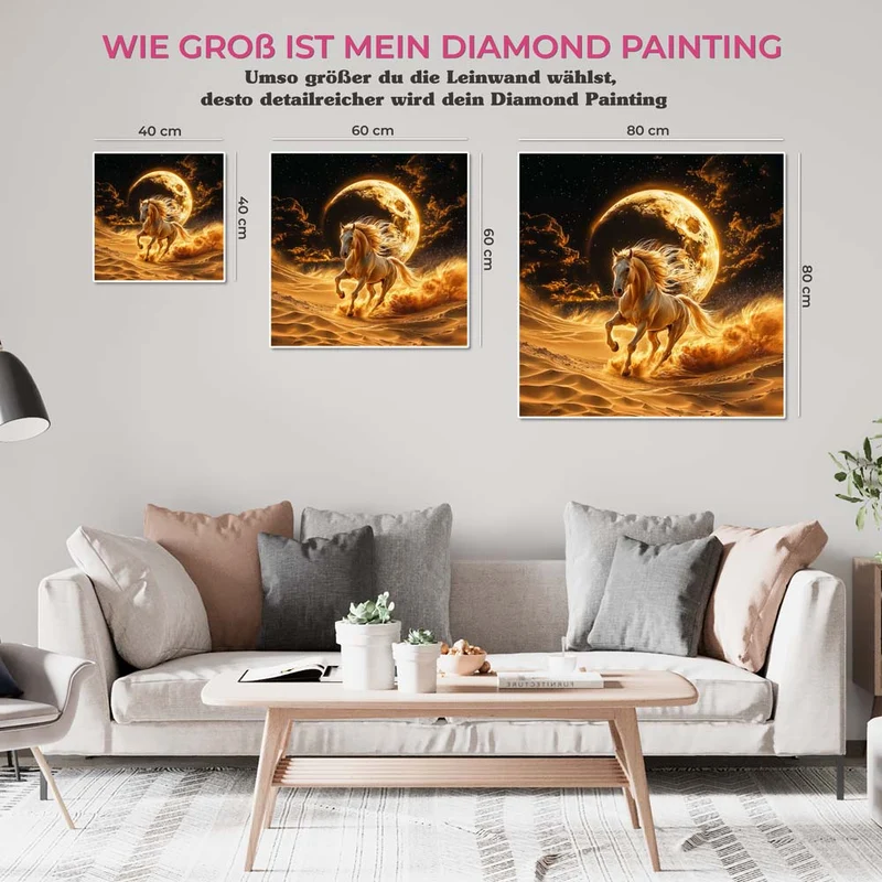 5D Diamond Painting – Goldenes Wüstenpferd