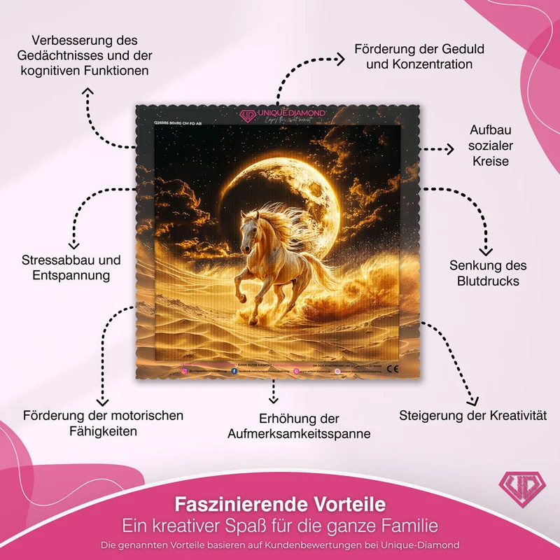 5D Diamond Painting – Goldenes Wüstenpferd