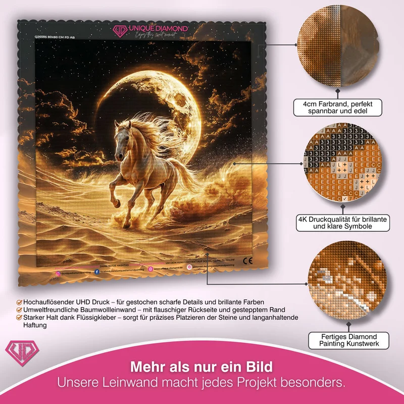 5D Diamond Painting – Goldenes Wüstenpferd