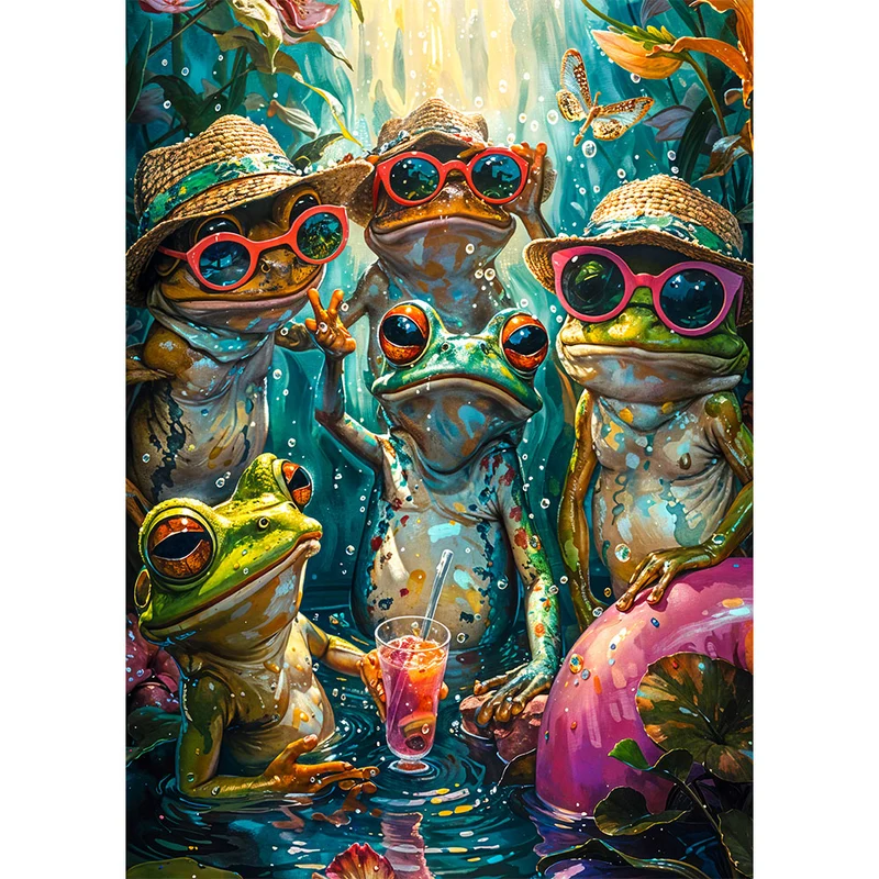 5D Diamond Painting – Fröhliche Froschbande