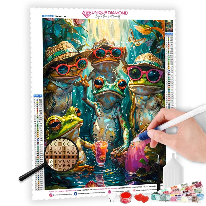 5D Diamond Painting – Fröhliche Froschbande