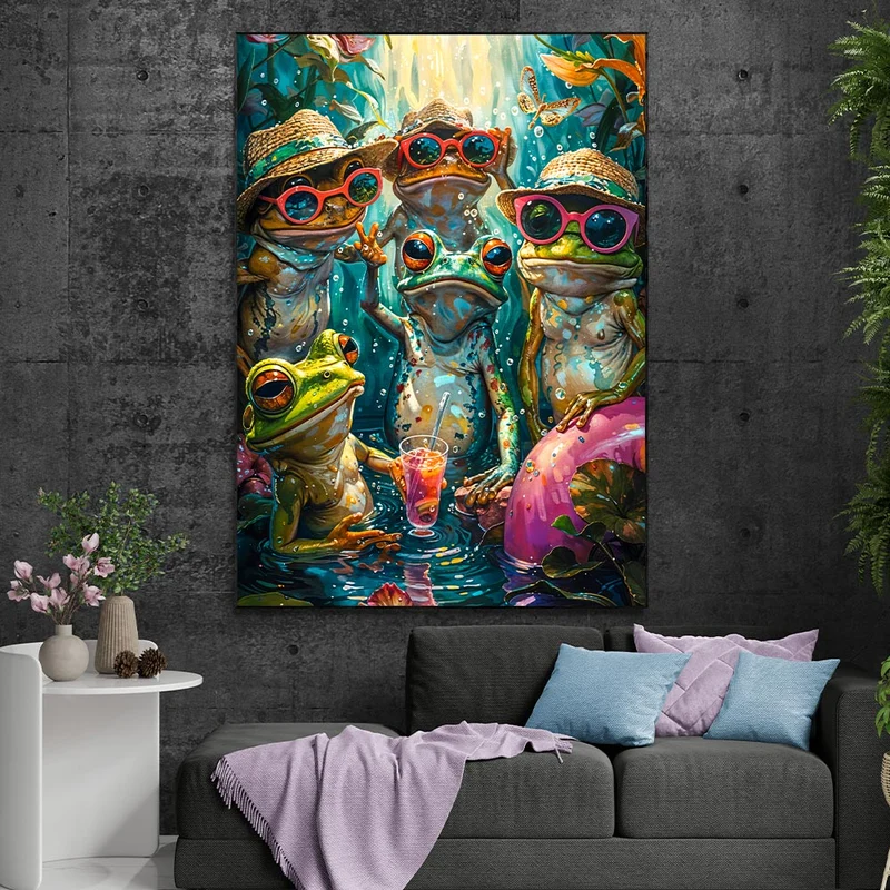 5D Diamond Painting – Fröhliche Froschbande