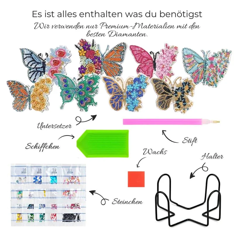 Diamond Painting Untersetzer Schmetterlinge