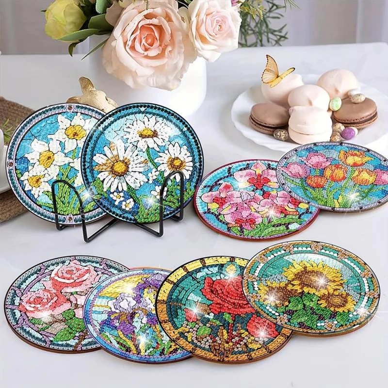 5D Diamond Painting Untersetzer Blumenpracht