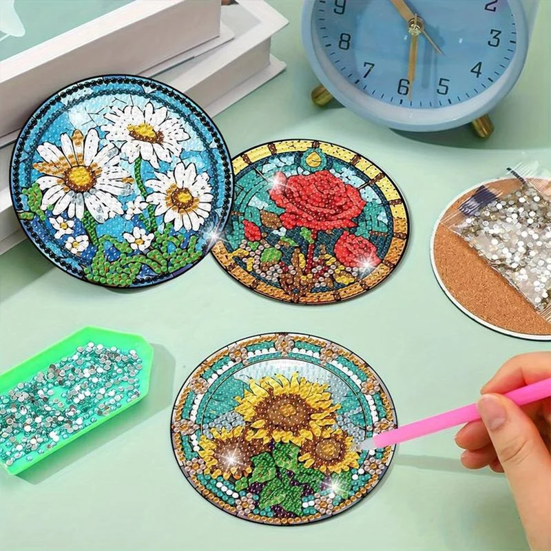 5D Diamond Painting Untersetzer Blumenpracht