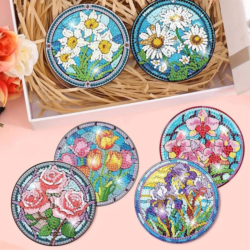 5D Diamond Painting Untersetzer Blumenpracht