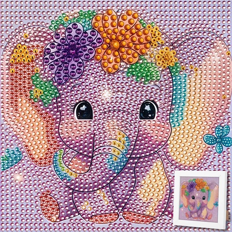 5D Diamond Painting Elefantenbaby Ella mit Strasssteinchen