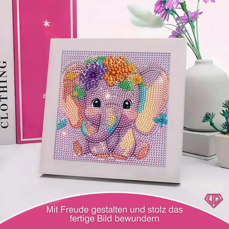 5D Diamond Painting Elefantenbaby Ella mit Strasssteinchen
