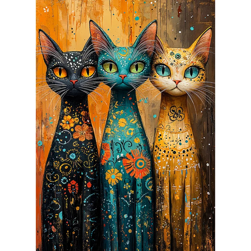 5D Diamond Painting – Bunte Katzenparade