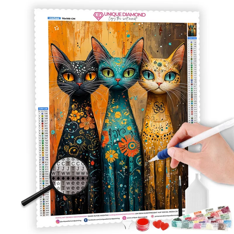 5D Diamond Painting – Bunte Katzenparade