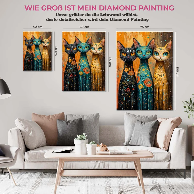 5D Diamond Painting – Bunte Katzenparade