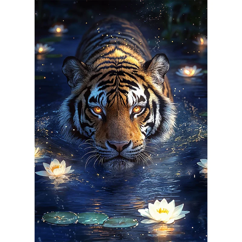 5D Diamond Painting – Tiger im Wasser