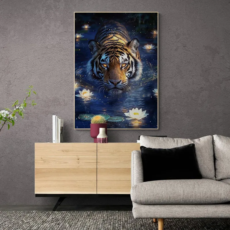 5D Diamond Painting – Tiger im Wasser