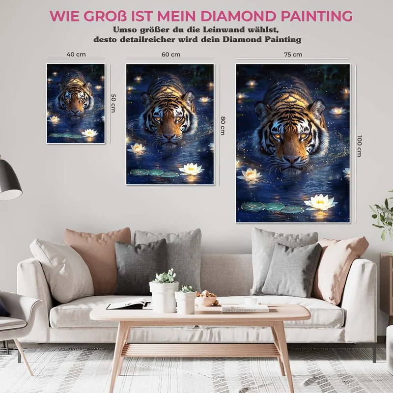 5D Diamond Painting – Tiger im Wasser