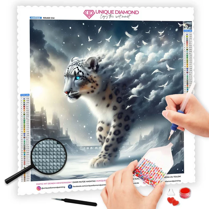 5D Diamond Painting – Schneeleopard