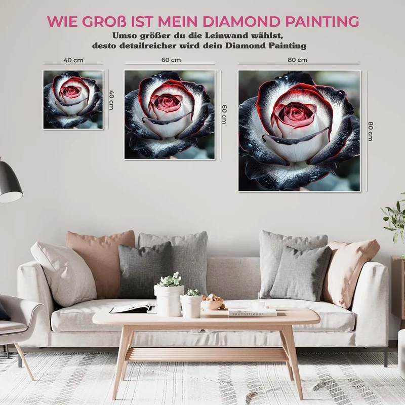 5D Diamond Painting – Mystische Schwarz-Weiß-Rose