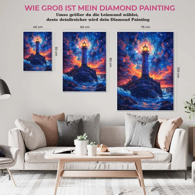 5D Diamond Painting – Leuchtturm unter Sternenhimmel