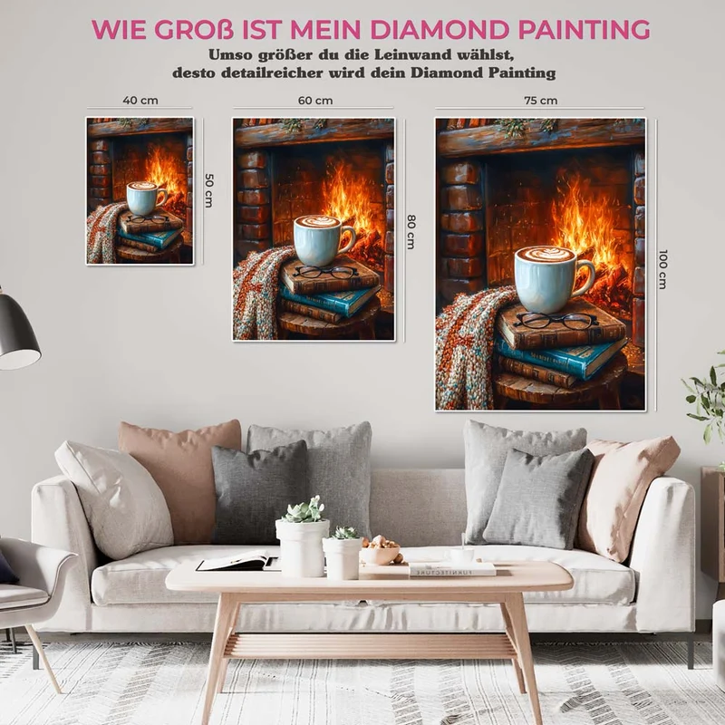 5D Diamond Painting – Gemütlicher Kaffee am Kamin
