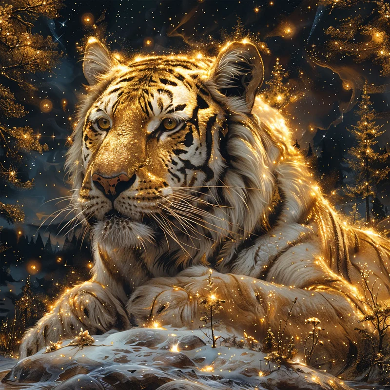 5D Diamond Painting – Tiger im Winterwald