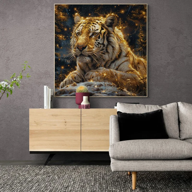5D Diamond Painting – Tiger im Winterwald