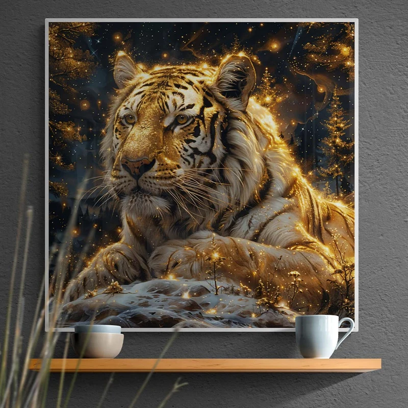 5D Diamond Painting – Tiger im Winterwald