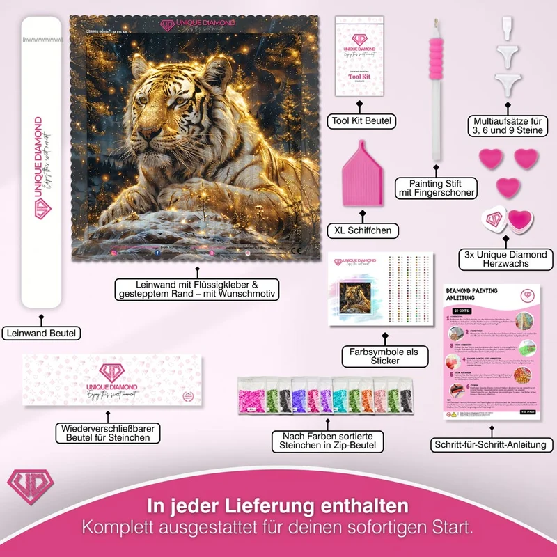 5D Diamond Painting – Tiger im Winterwald