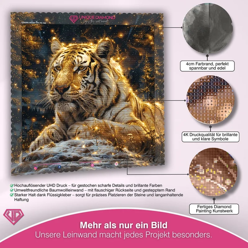 5D Diamond Painting – Tiger im Winterwald